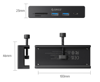 Orico Aktywny hub 10Gbps, przykręcany, 2x USB-A, SD, USB-C, czarny - 1542864 - zdjęcie 2